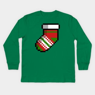 Cute Christmas socks pixel Kids Long Sleeve T-Shirt